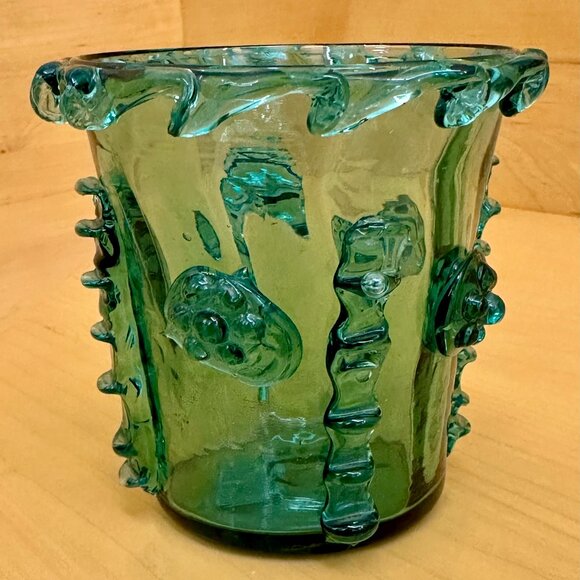 vintage Gordiola Spanish Turquoise Glass vase - Picture 1 of 5
